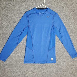 Nike Pro Combat Hyperwarm Fitted Shirt Mens Small Blue Long Sleeve DriFit